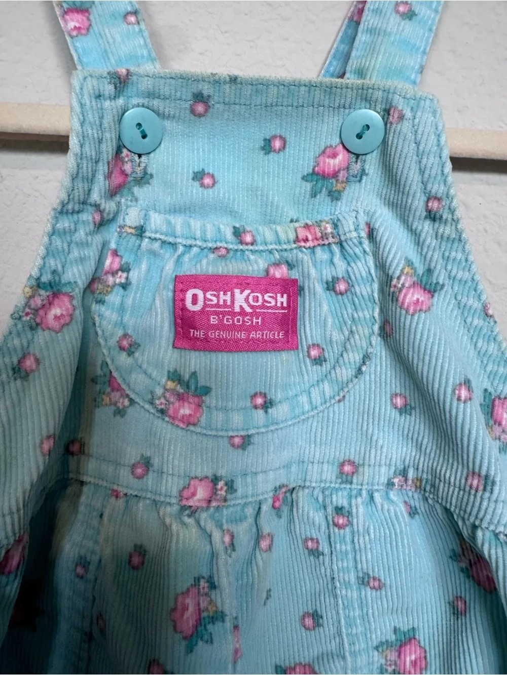 90’s vintage OshKosh B'gosh Aqua Floral Toddler Overalls